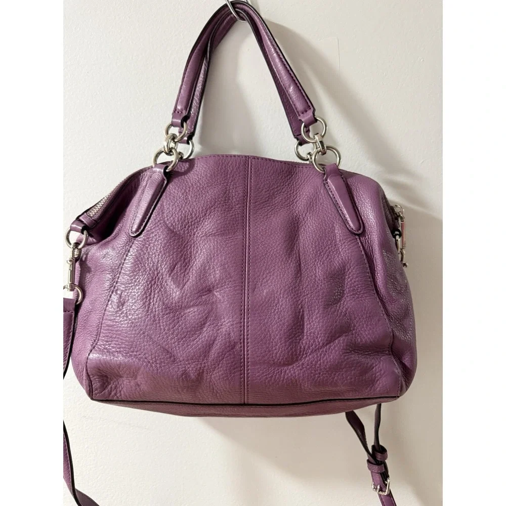 COACH Kelsey Purple  Crossbody Satchel Luxury‎ Designer Pebbled Leather 38675